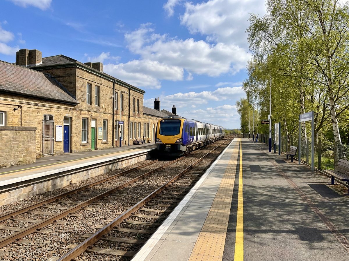 Computer-generated impression of Penistone station with passenger services restored.